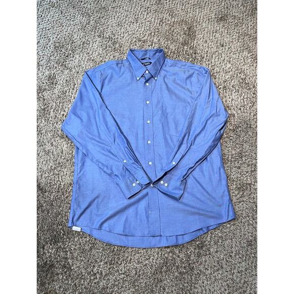 Chaps Blue Longsleeve Button Down Collared Shirt Men Size 17 34/35 Classic Fit - Picture 1 of 3